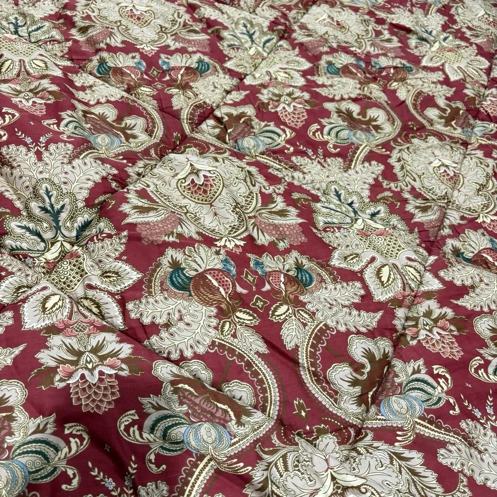 Vtg Ralph Lauren Jardiniere Full Queen Red Sateen Comforter Braided Trim USA